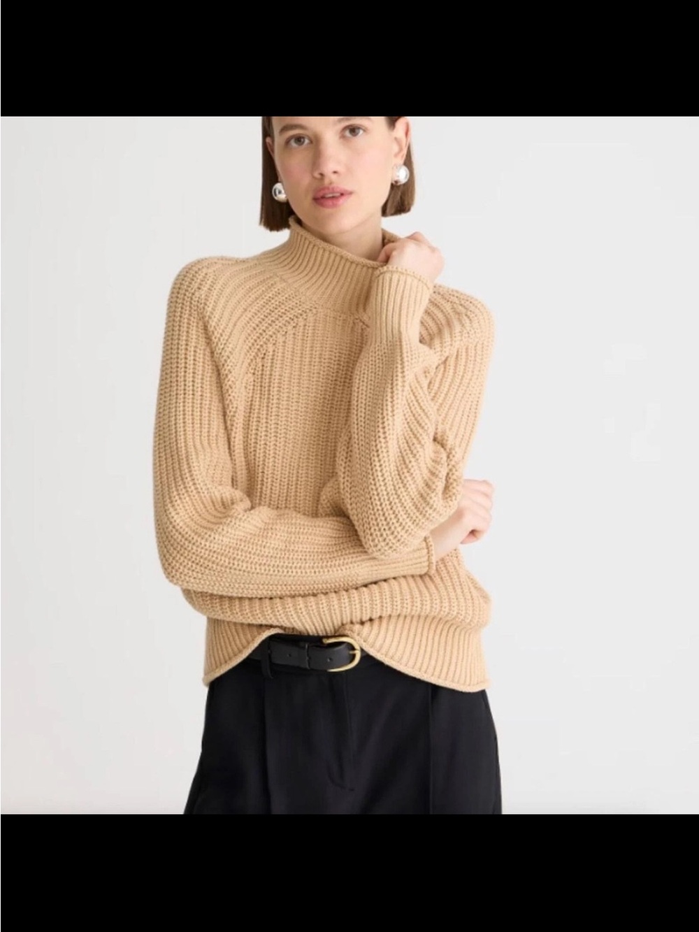 J. Crew Beige Ribbed Turtleneck Sweater
